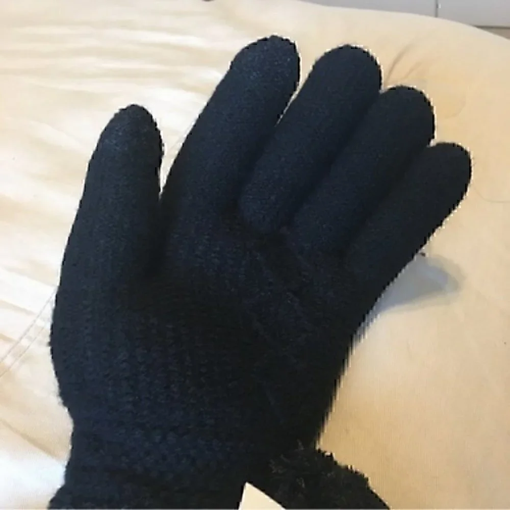 Warm fuzzy Black texting gloves
